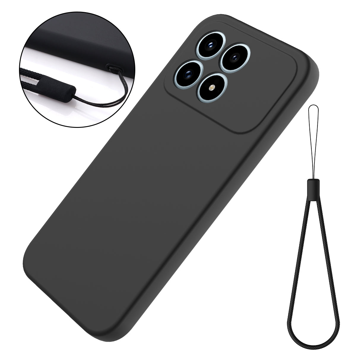 For Xiaomi Redmi K90 5G  Liquid Silicone Case Phone Back Cover with Hand Strap