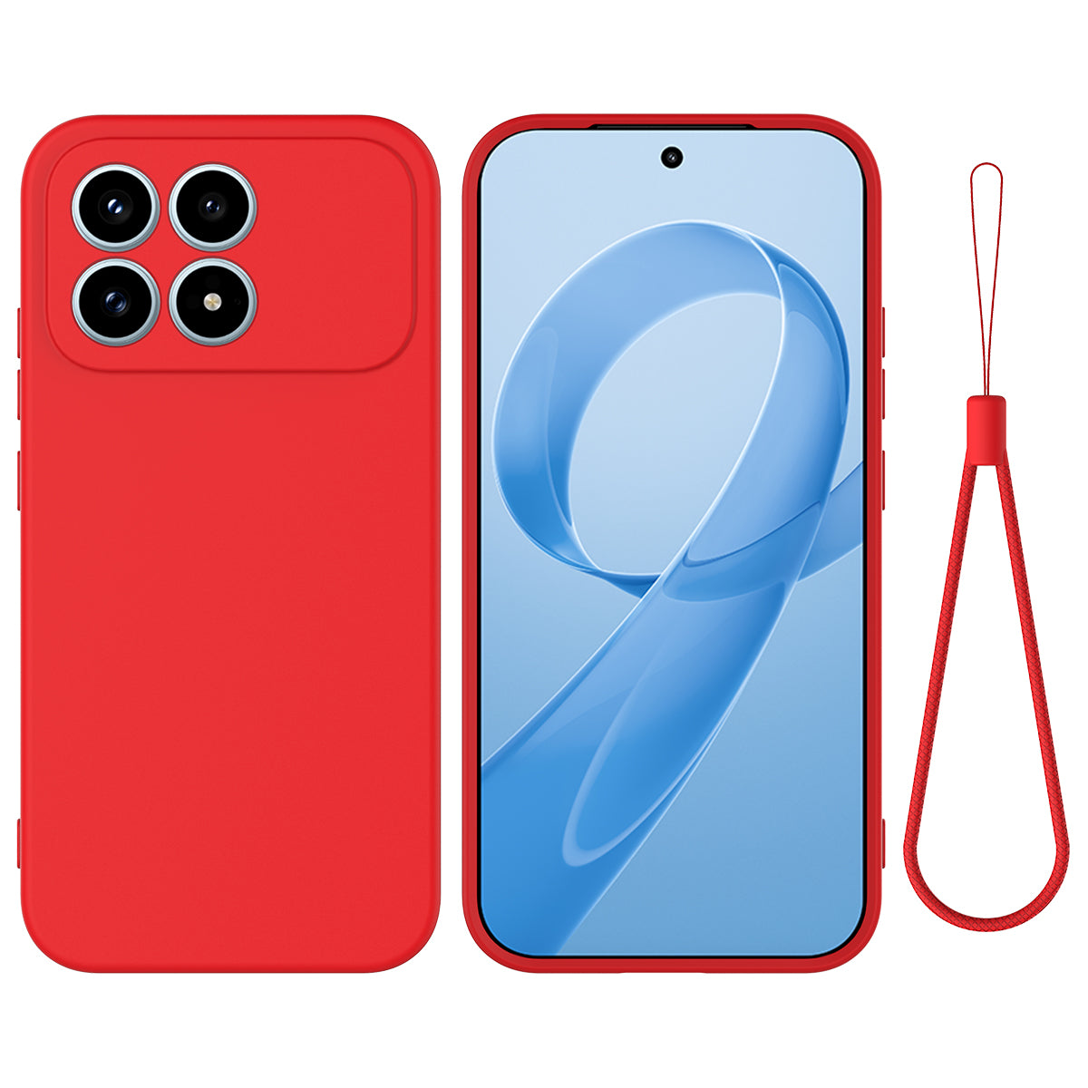 For Xiaomi Redmi K90 5G  Liquid Silicone Case Phone Back Cover with Hand Strap
