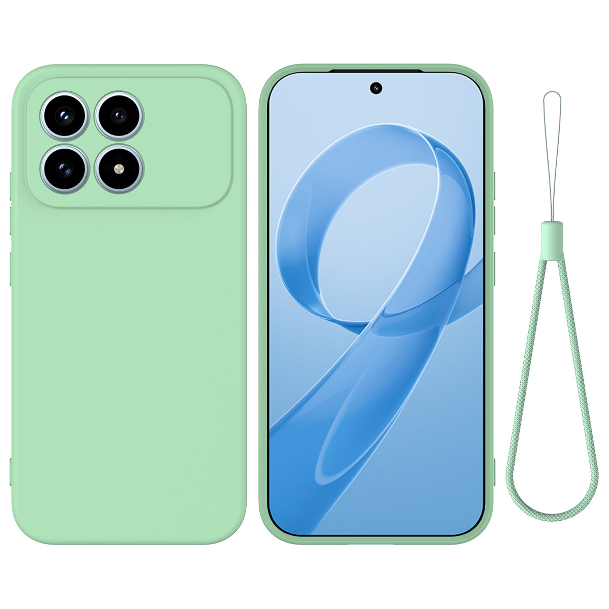 For Xiaomi Redmi K90 5G  Liquid Silicone Case Phone Back Cover with Hand Strap