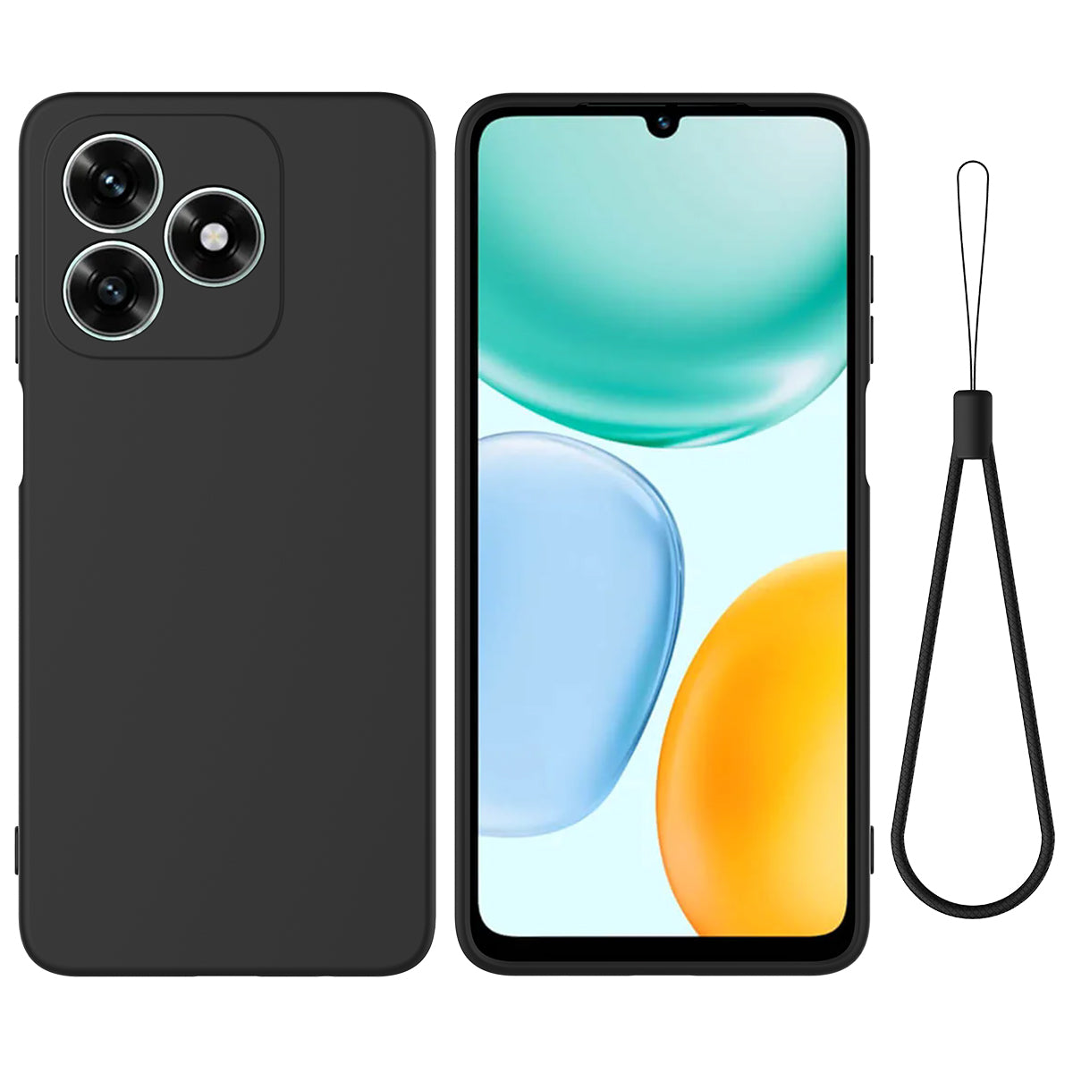 For Honor X5c Plus 4G / Honor Play10A 4G / Honor X5c 4G  Liquid Silicone Case Phone Back Cover with Hand Strap