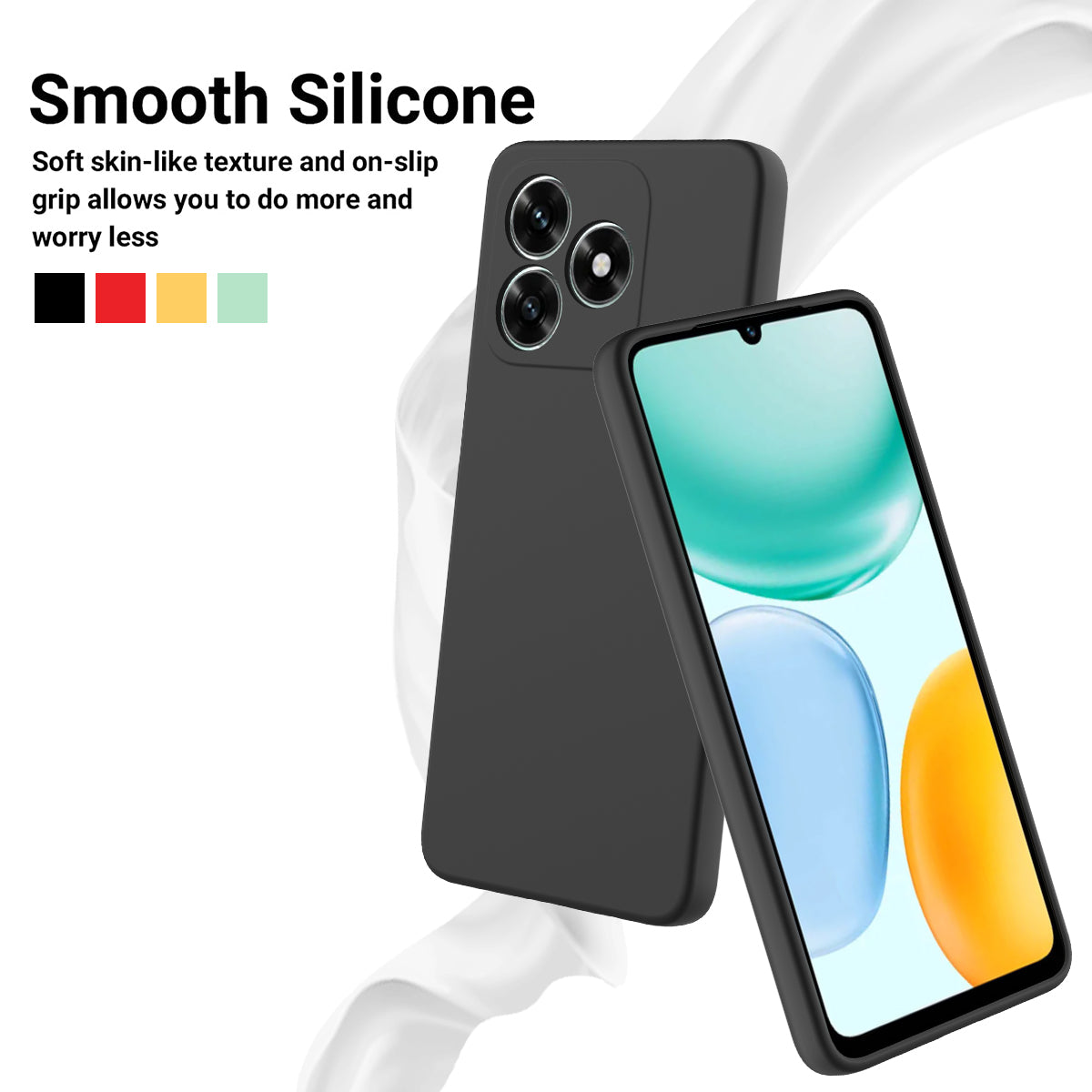 For Honor X5c Plus 4G / Honor Play10A 4G / Honor X5c 4G  Liquid Silicone Case Phone Back Cover with Hand Strap