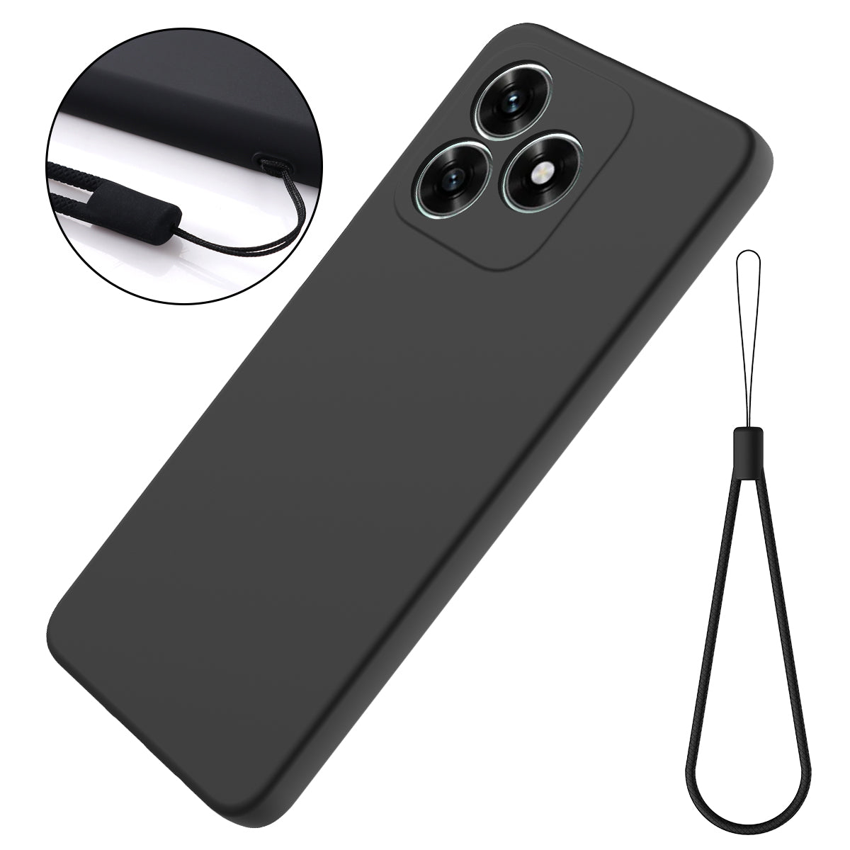 For Honor X5c Plus 4G / Honor Play10A 4G / Honor X5c 4G  Liquid Silicone Case Phone Back Cover with Hand Strap