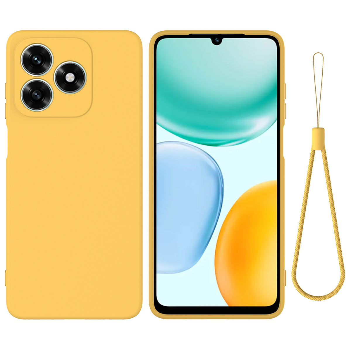 For Honor X5c Plus 4G / Honor Play10A 4G / Honor X5c 4G  Liquid Silicone Case Phone Back Cover with Hand Strap