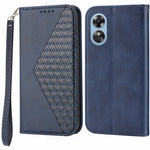 For Oppo A17 4G / A17k 4G Anti-scratch PU Leather Case Wallet Magnetic Closure Imprinted Rhombus Pattern Phone Stand Calf Texture Cover with Strap