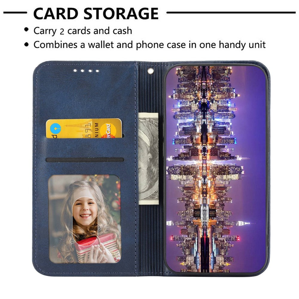 For Oppo A17 4G / A17k 4G Anti-scratch PU Leather Case Wallet Magnetic Closure Imprinted Rhombus Pattern Phone Stand Calf Texture Cover with Strap