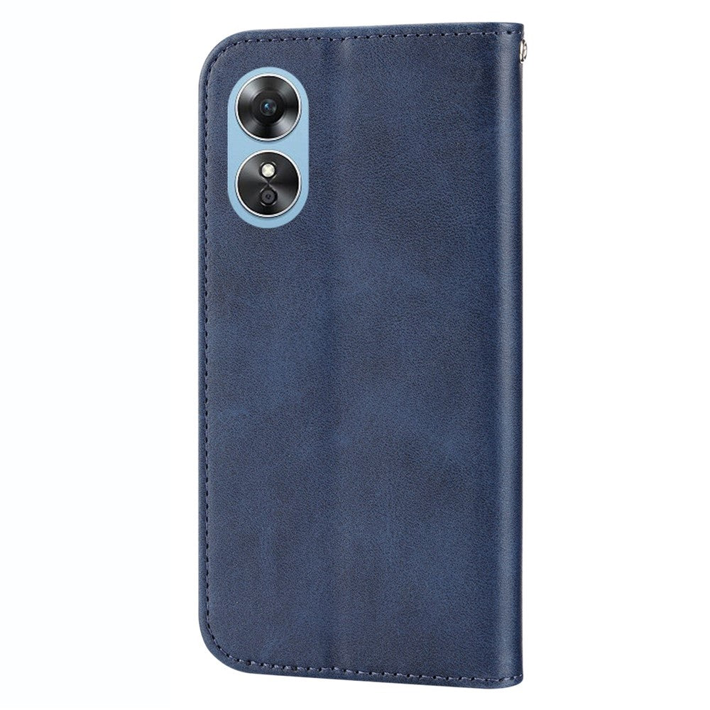For Oppo A17 4G / A17k 4G Anti-scratch PU Leather Case Wallet Magnetic Closure Imprinted Rhombus Pattern Phone Stand Calf Texture Cover with Strap