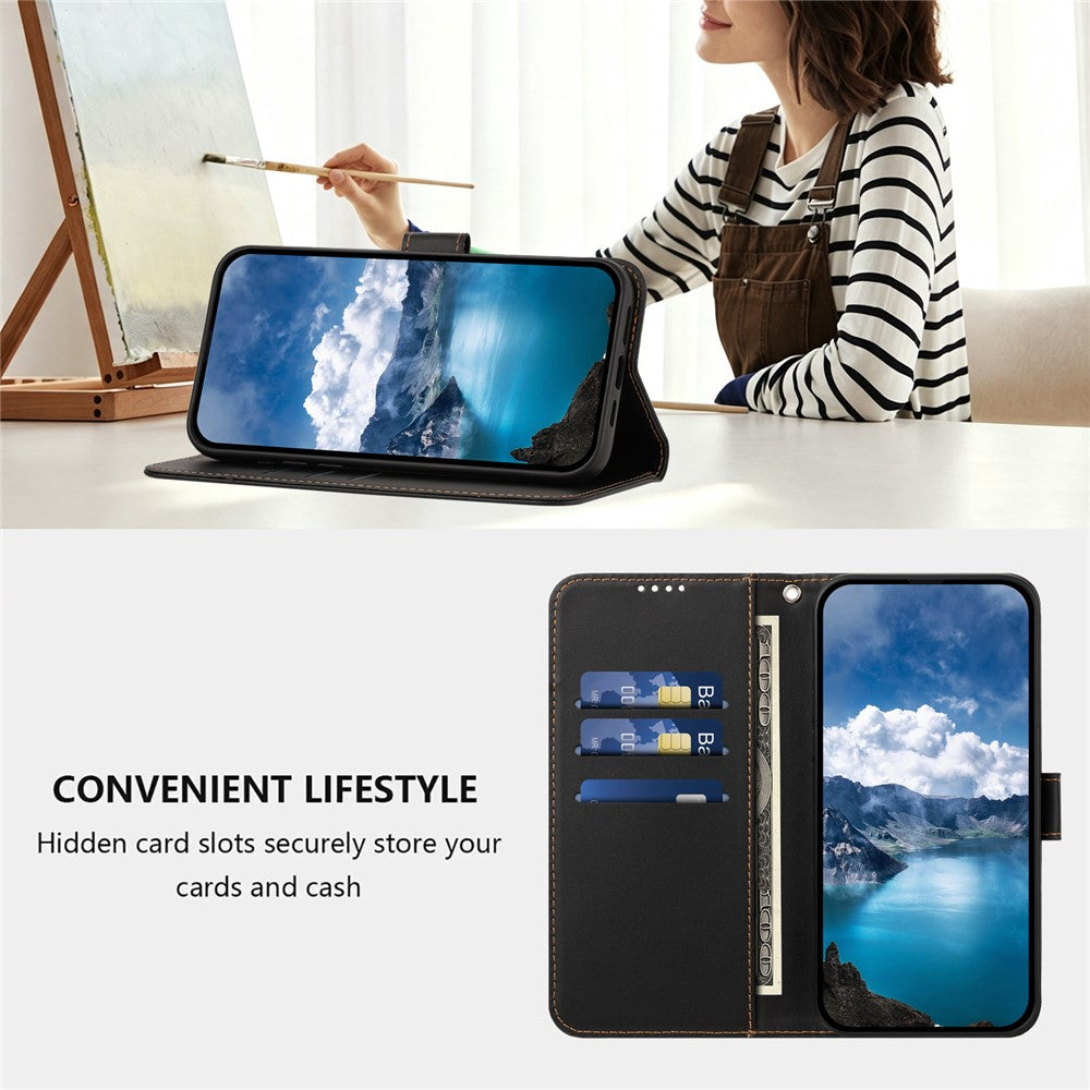 Til Samsung Galaxy A57 5G Læder Taske Pung Stand Enkel Farve Anti-fald Telefoncover
