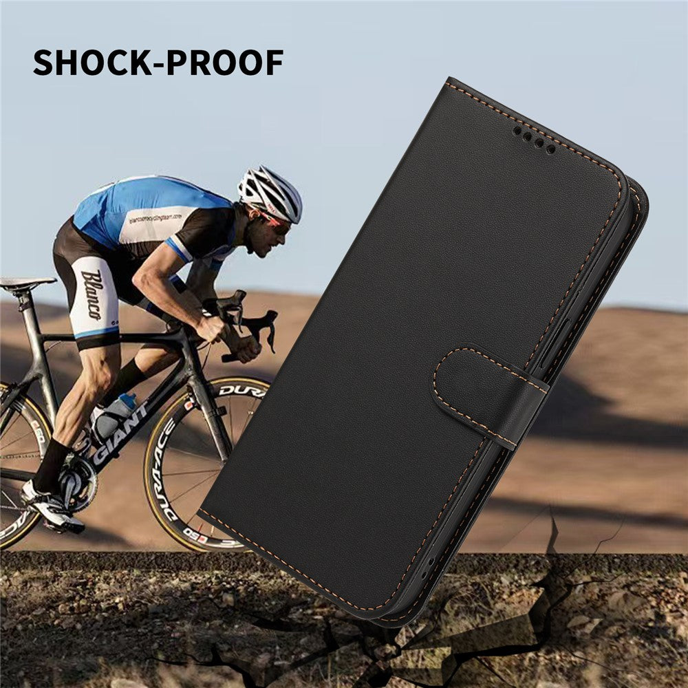 Til Samsung Galaxy A57 5G Læder Taske Pung Stand Enkel Farve Anti-fald Telefoncover
