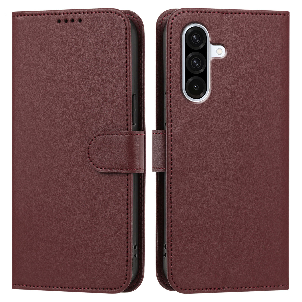 Til Samsung Galaxy A57 5G Læder Taske Pung Stand Enkel Farve Anti-fald Telefoncover