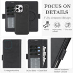 For iPhone 13 Pro Max Case Detachable 2 in 1 Leather Wallet Phone Cover Compatible with MagSafe