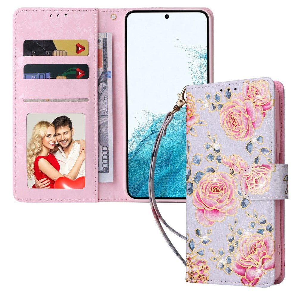For Samsung Galaxy S23 PU Leather Shockproof Phone Stand Case Stylish Lacquered RFID Blocking Wallet Cover
