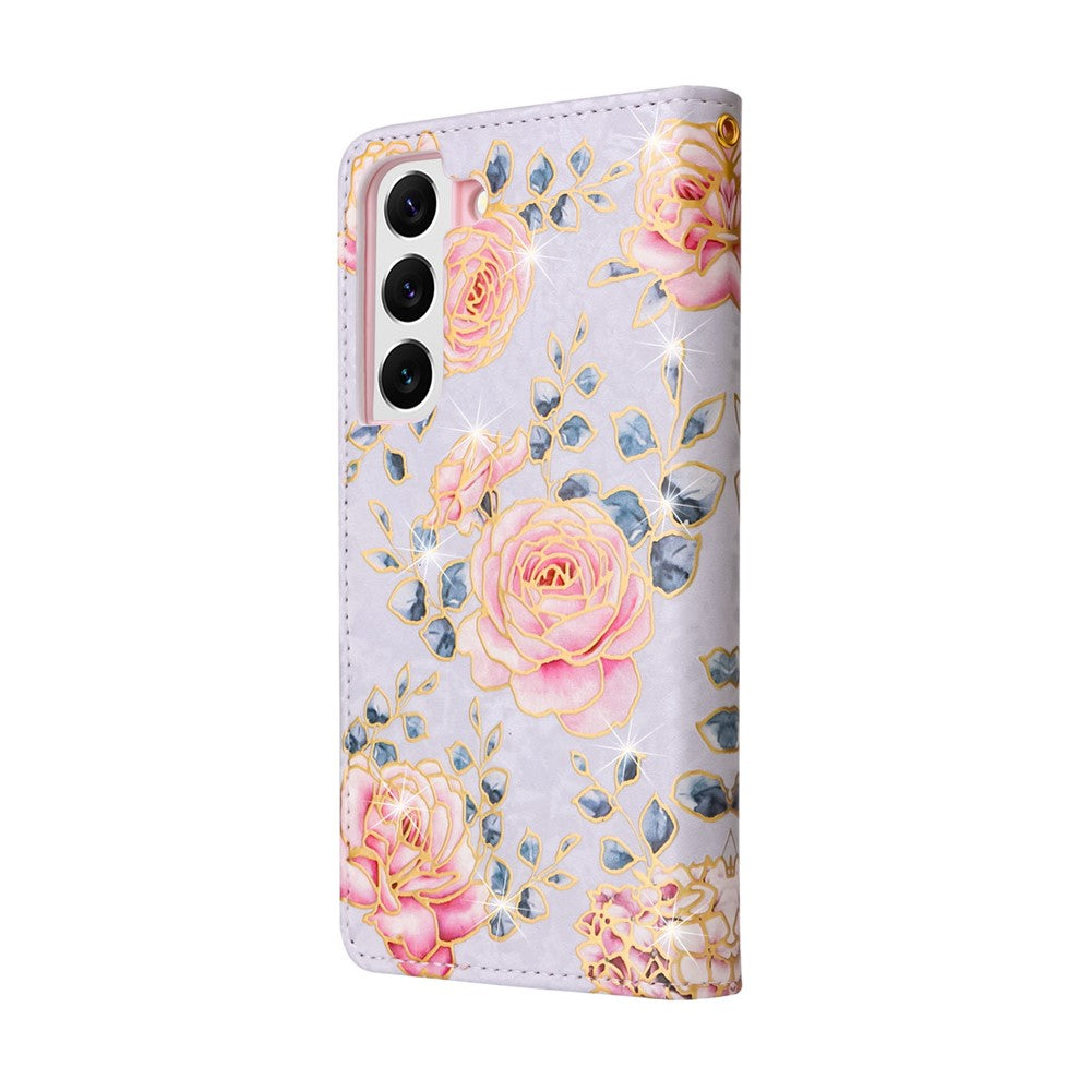 For Samsung Galaxy S23 PU Leather Shockproof Phone Stand Case Stylish Lacquered RFID Blocking Wallet Cover