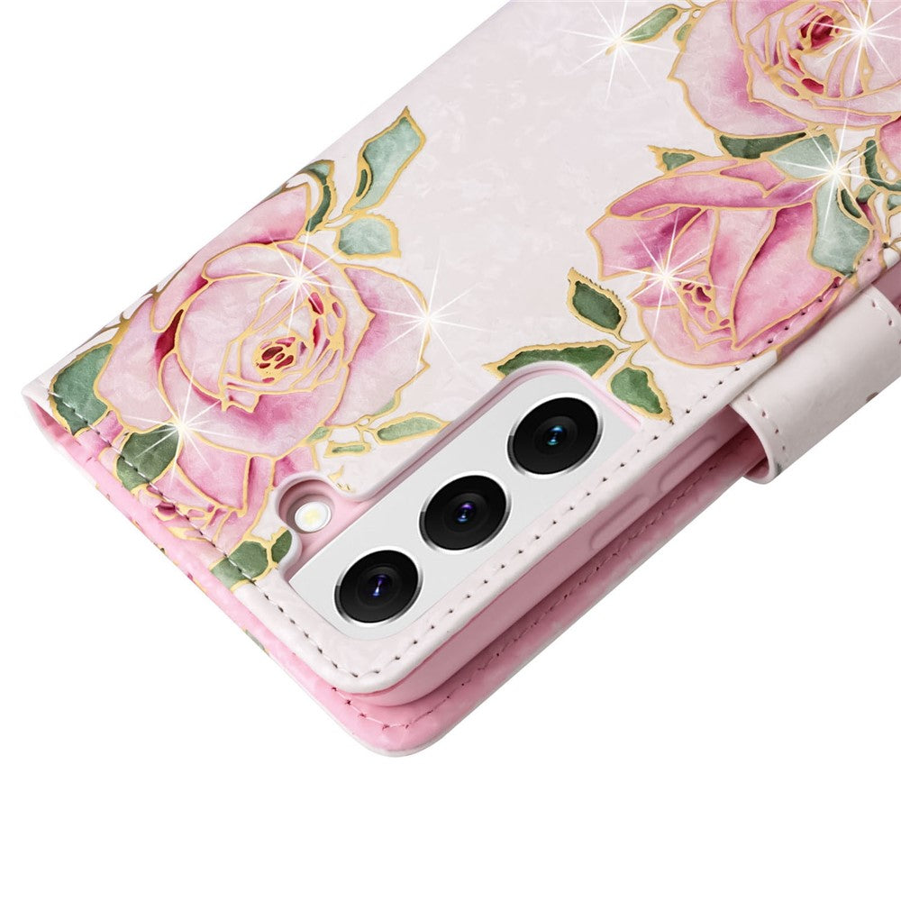 For Samsung Galaxy S23 PU Leather Shockproof Phone Stand Case Stylish Lacquered RFID Blocking Wallet Cover