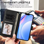 Til Samsung Galaxy A57 5G Pung Etui RFID Blokerende Kalvetekstur Læder Stander Telefon Cover med Rem