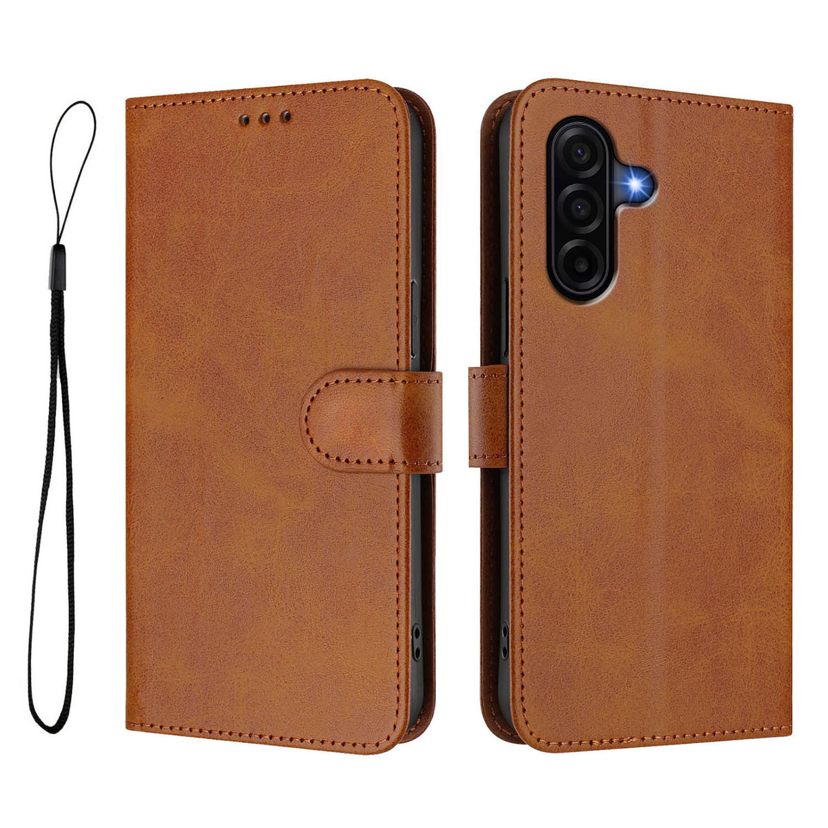 Til Samsung Galaxy A57 5G Pung Etui RFID Blokerende Kalvetekstur Læder Stander Telefon Cover med Rem