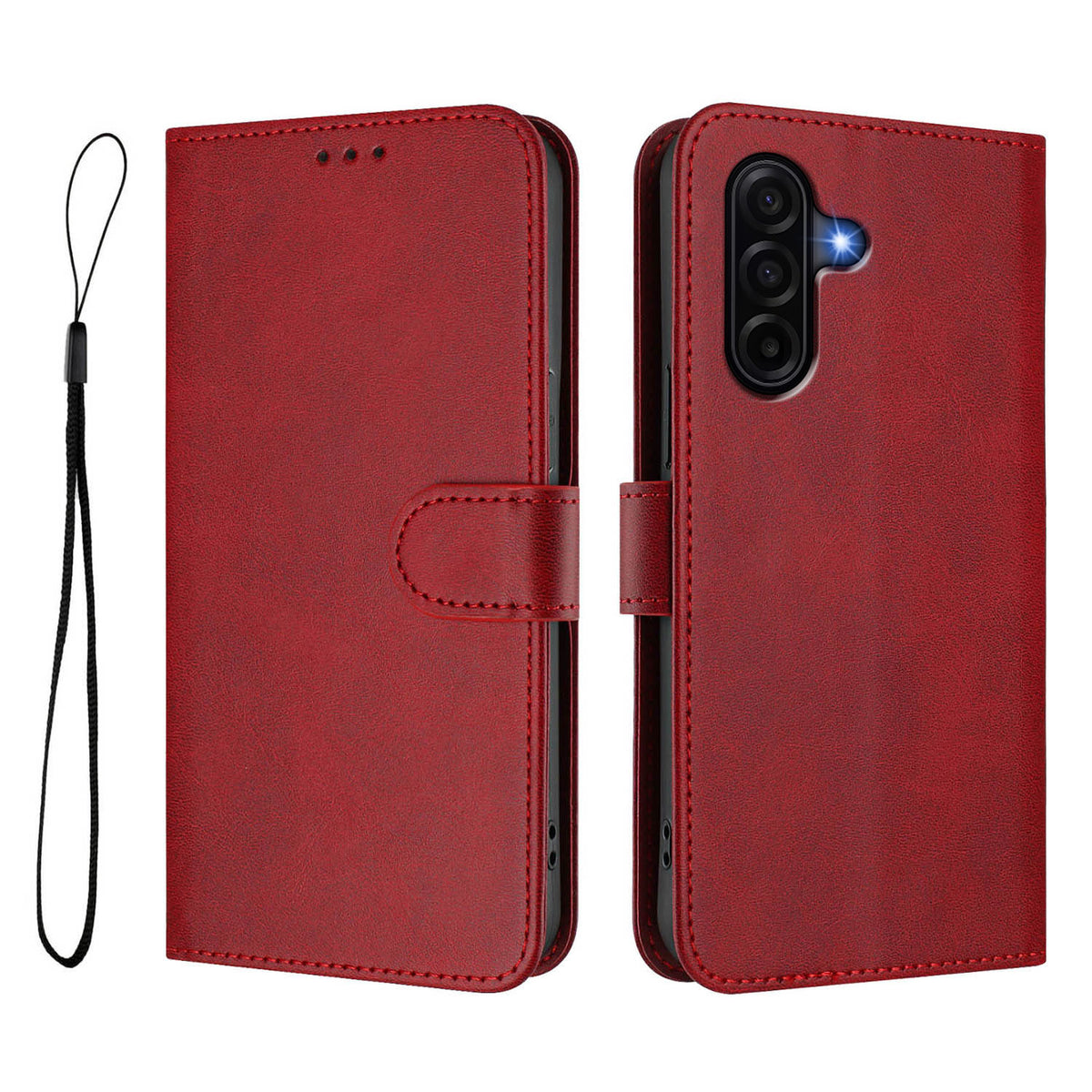 Til Samsung Galaxy A57 5G Pung Etui RFID Blokerende Kalvetekstur Læder Stander Telefon Cover med Rem
