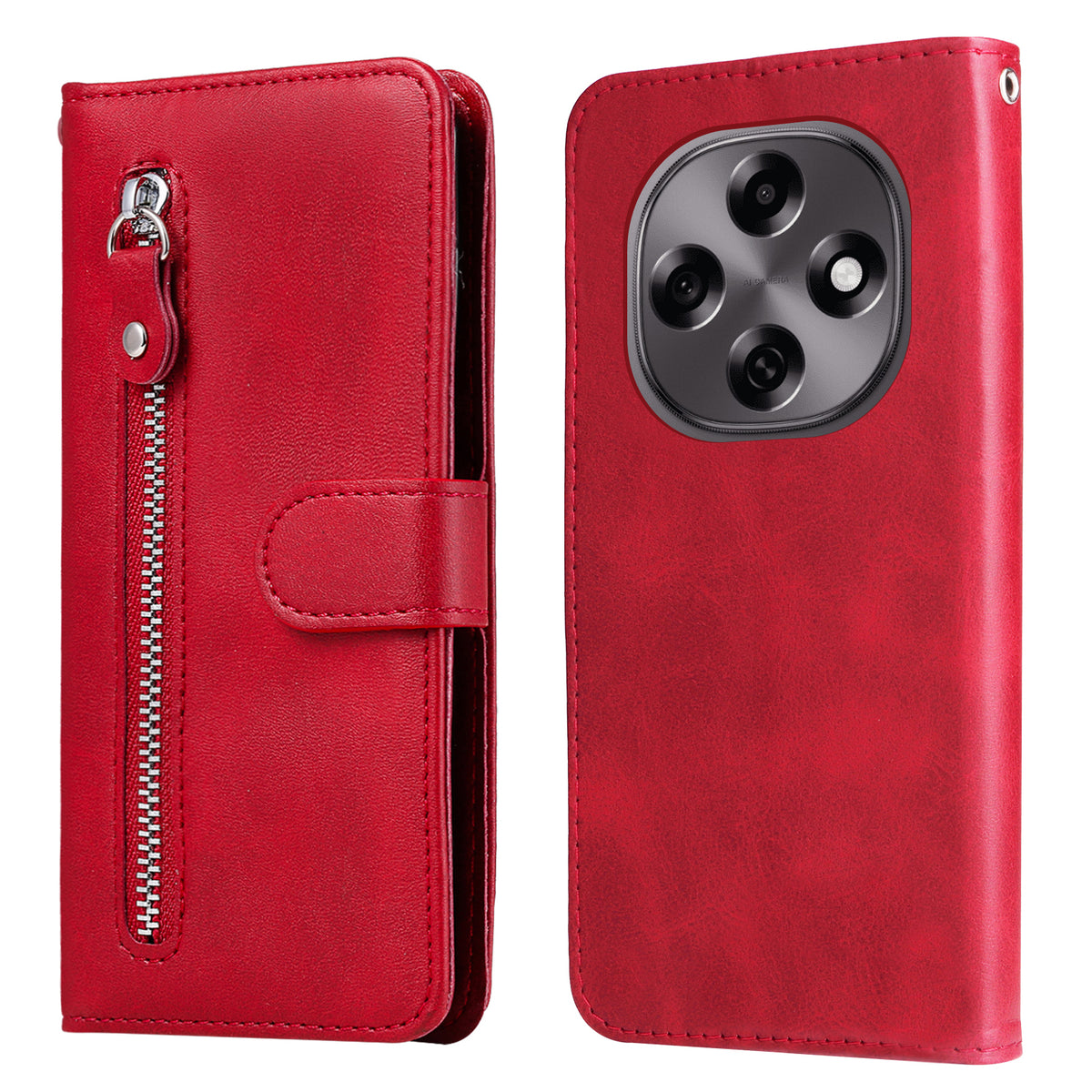 Oppo F31 Pro 5G / Oppo A6 Pro 5G (Kina) Tegnebogsetui i PU-læder med lynlås, stativ og telefoncover