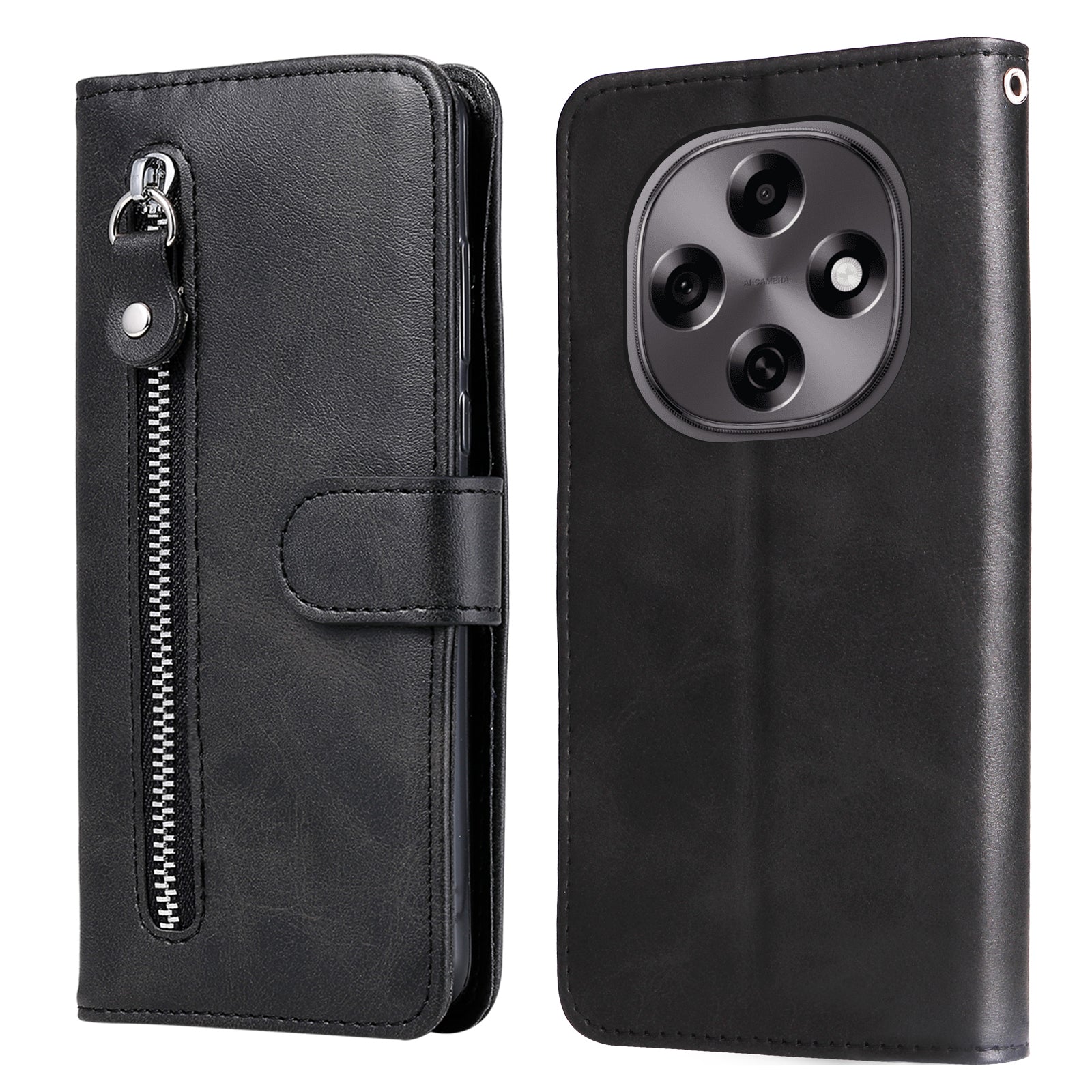 Oppo F31 Pro 5G / Oppo A6 Pro 5G (Kina) PU-läderfodral med dragkedja och plånboksfodral med stativ