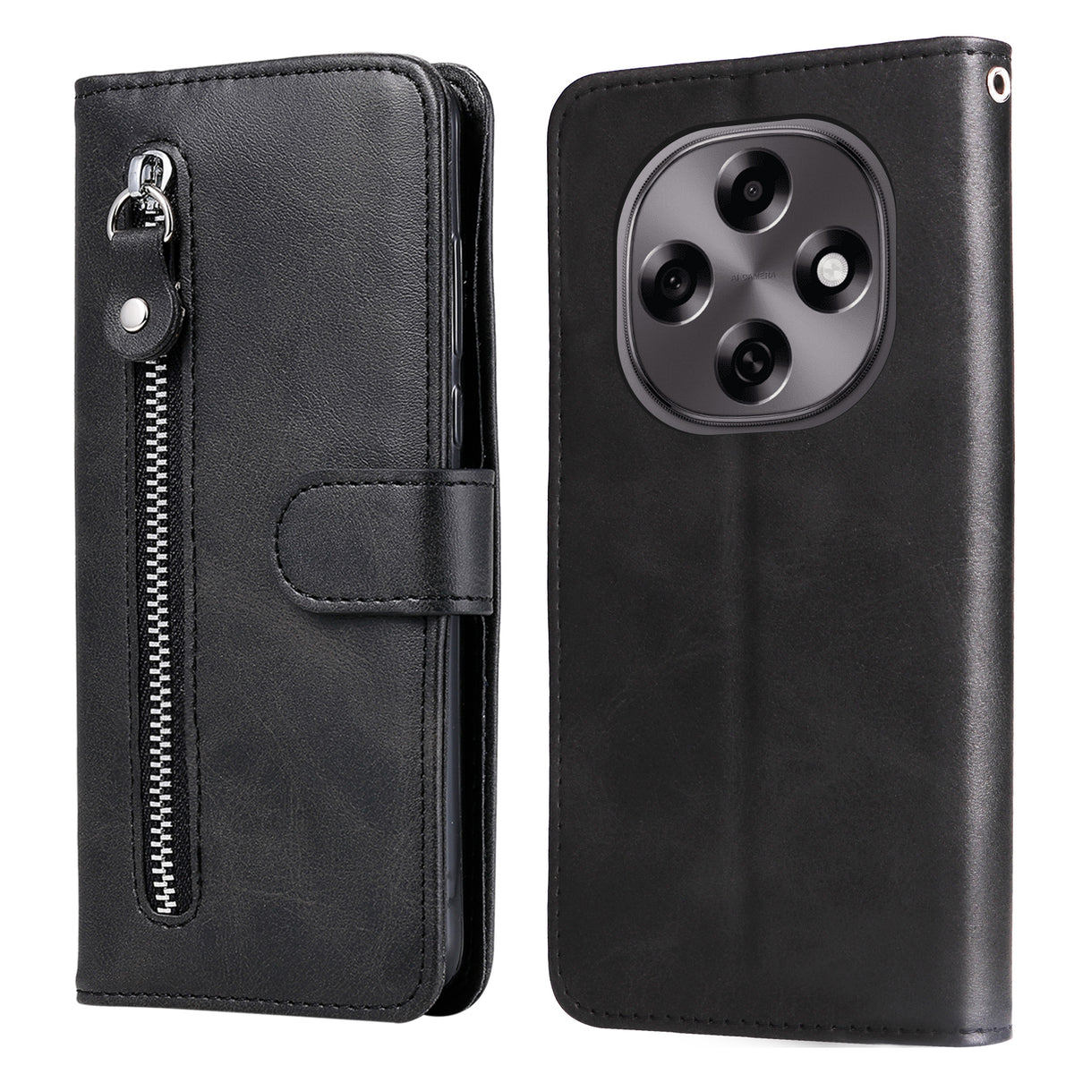 Oppo F31 Pro 5G / Oppo A6 Pro 5G (Kina) Tegnebogsetui i PU-læder med lynlås, stativ og telefoncover