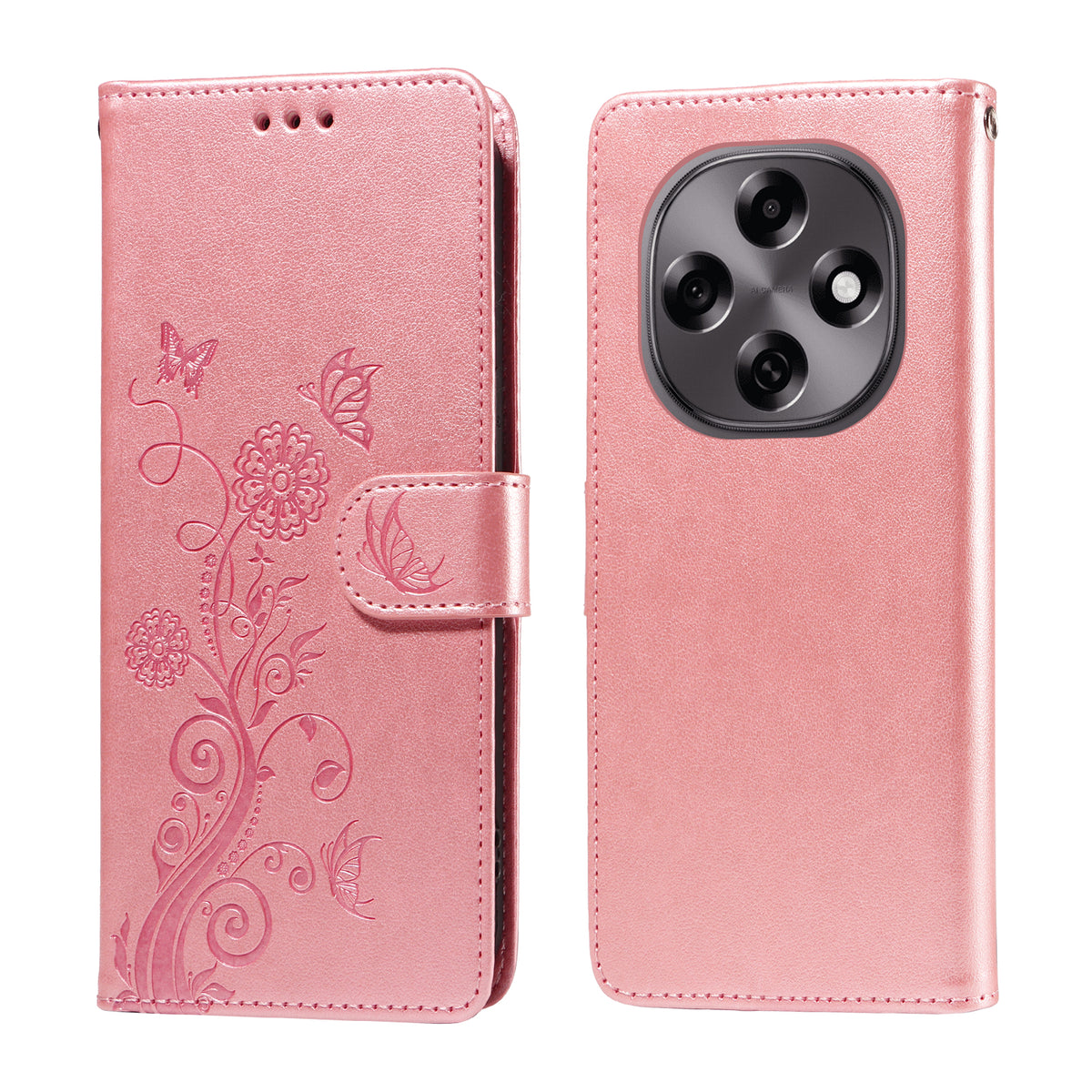 Oppo F31 Pro 5G / Oppo A6 Pro 5G (Kina) Læderetui med sommerfuglemønster og tegnebogsetui