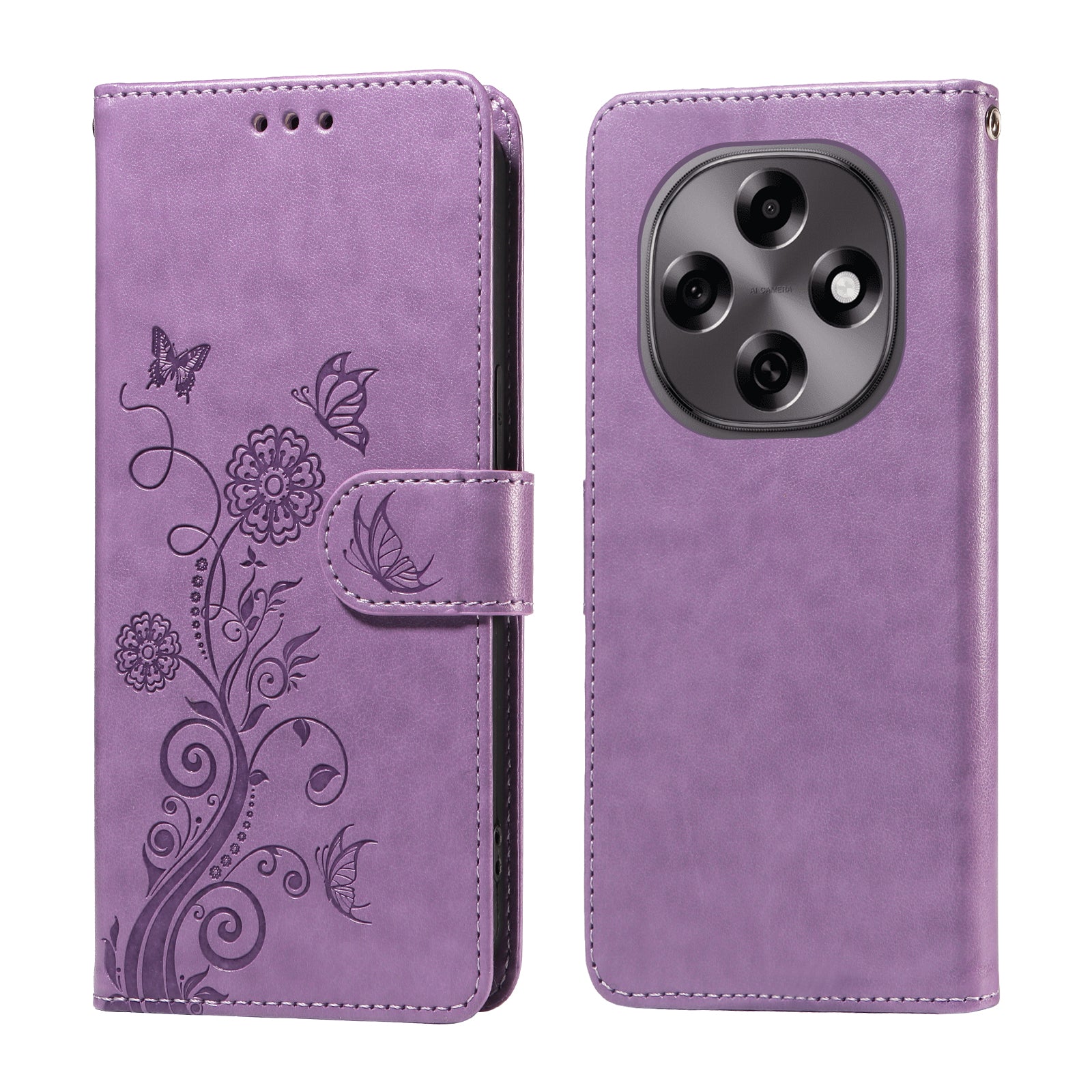 Oppo F31 Pro 5G / Oppo A6 Pro 5G (Kina) Läderfodral med fjärilsmönster och plånboksfodral