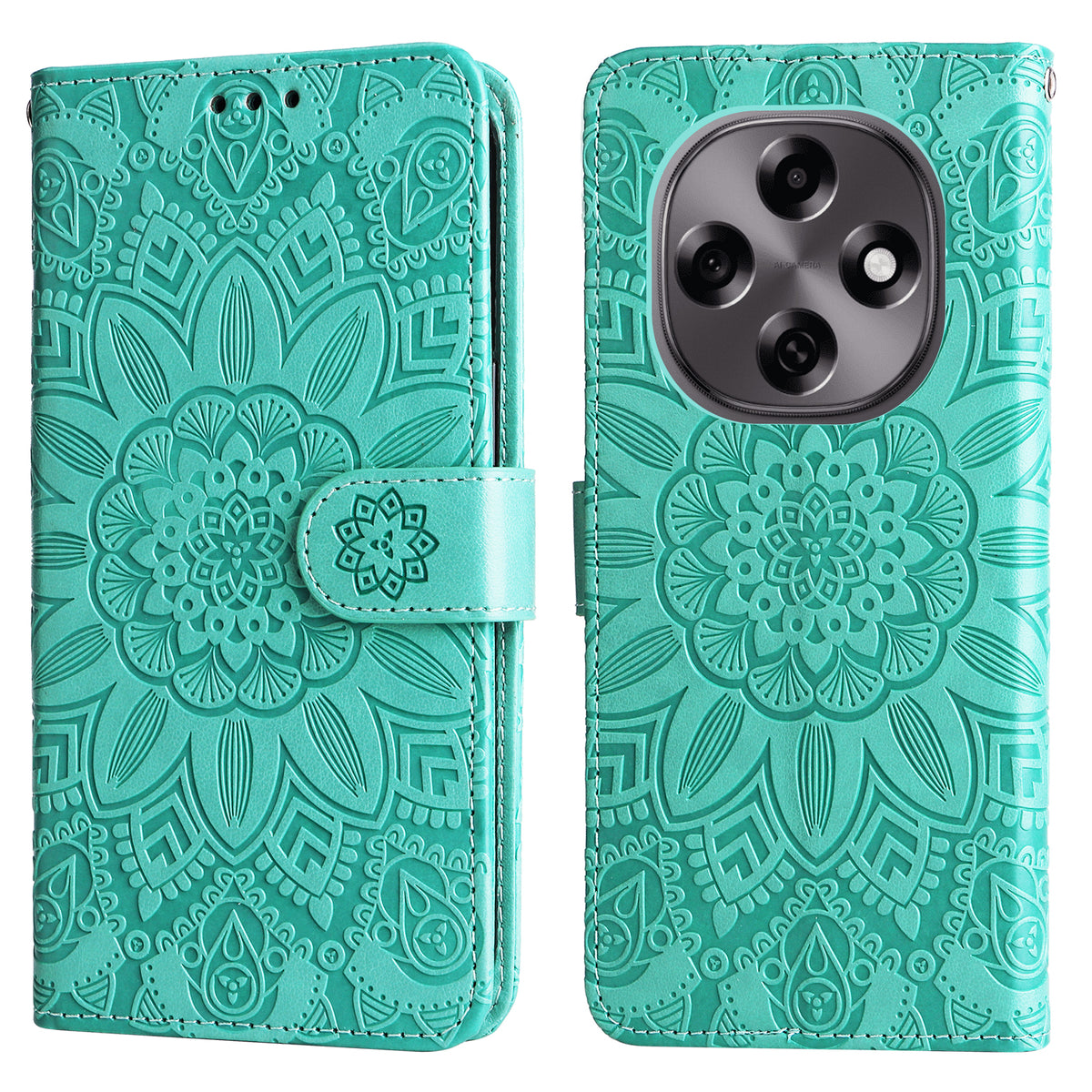 Læderpungcover til Oppo F31 Pro 5G / Oppo A6 Pro 5G (Kina) med solsikkemotiv, cover til mobiltelefon