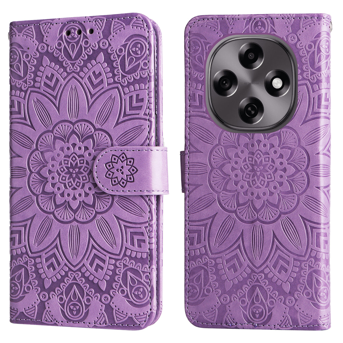 Læderpungcover til Oppo F31 Pro 5G / Oppo A6 Pro 5G (Kina) med solsikkemotiv, cover til mobiltelefon