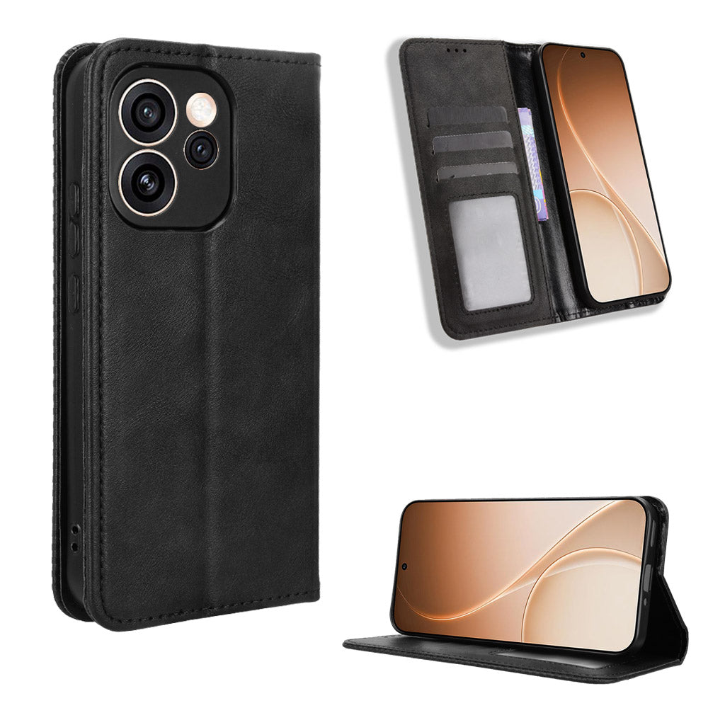 For Oppo Reno15 Pro Max 5G (Global) / Reno15 Pro 5G (China) Leather Case Wallet Stand Retro Texture Phone Cover