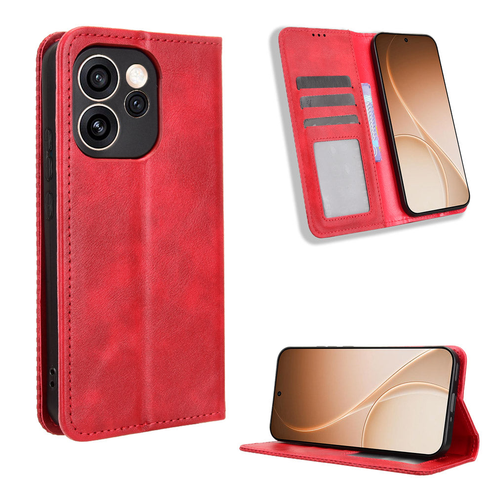 For Oppo Reno15 Pro Max 5G (Global) / Reno15 Pro 5G (China) Leather Case Wallet Stand Retro Texture Phone Cover
