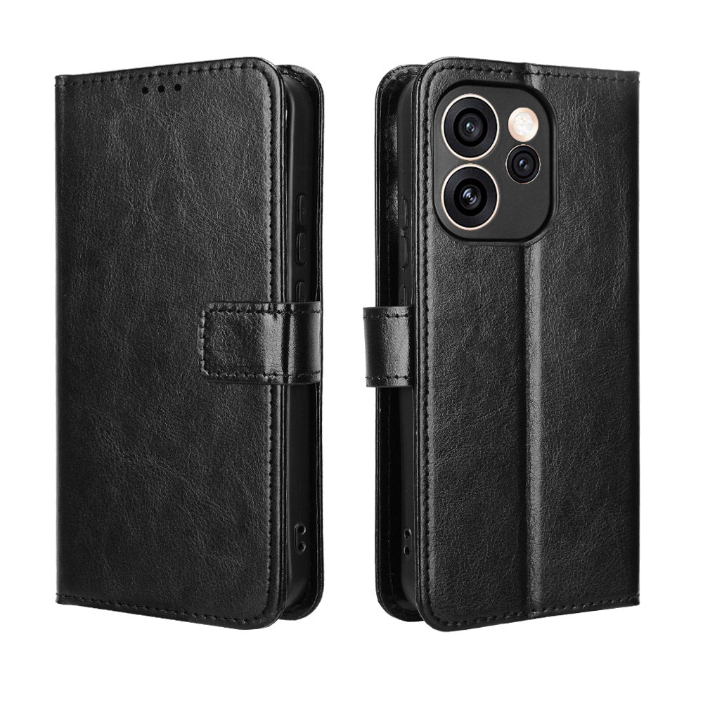 Oppo Reno15 Pro Max 5G (Global) / Reno15 Pro 5G (Kina) PU-läderskal med rem Crazy Horse Texture Phone Fold Cover