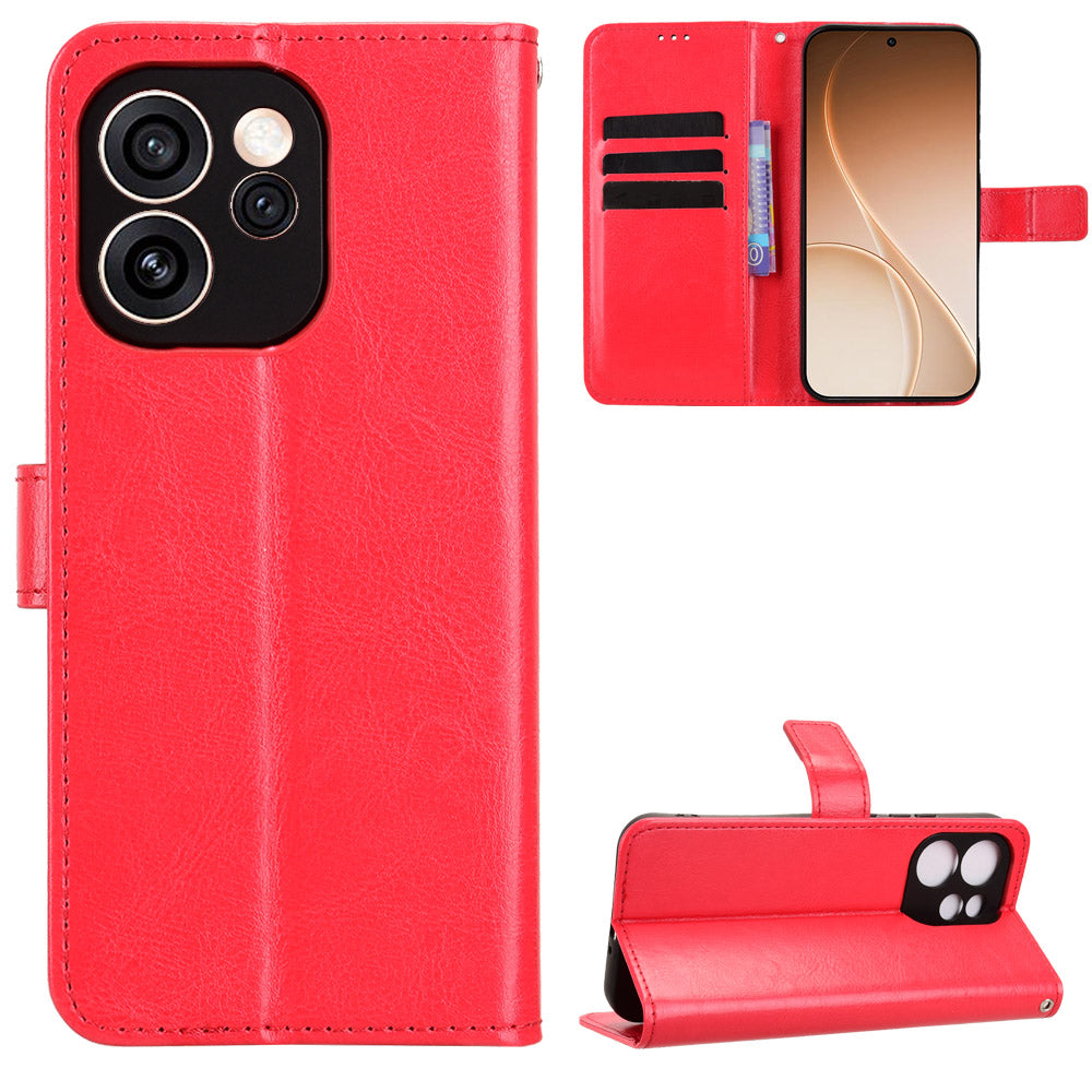 Oppo Reno15 Pro Max 5G (Global) / Reno15 Pro 5G (Kina) PU-läderskal med rem Crazy Horse Texture Phone Fold Cover
