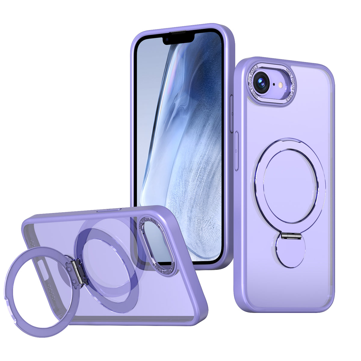 For iPhone 17e / 16e Case Rotating Kickstand Skin-touch TPU + PC Phone Cover Compatible with MagSafe