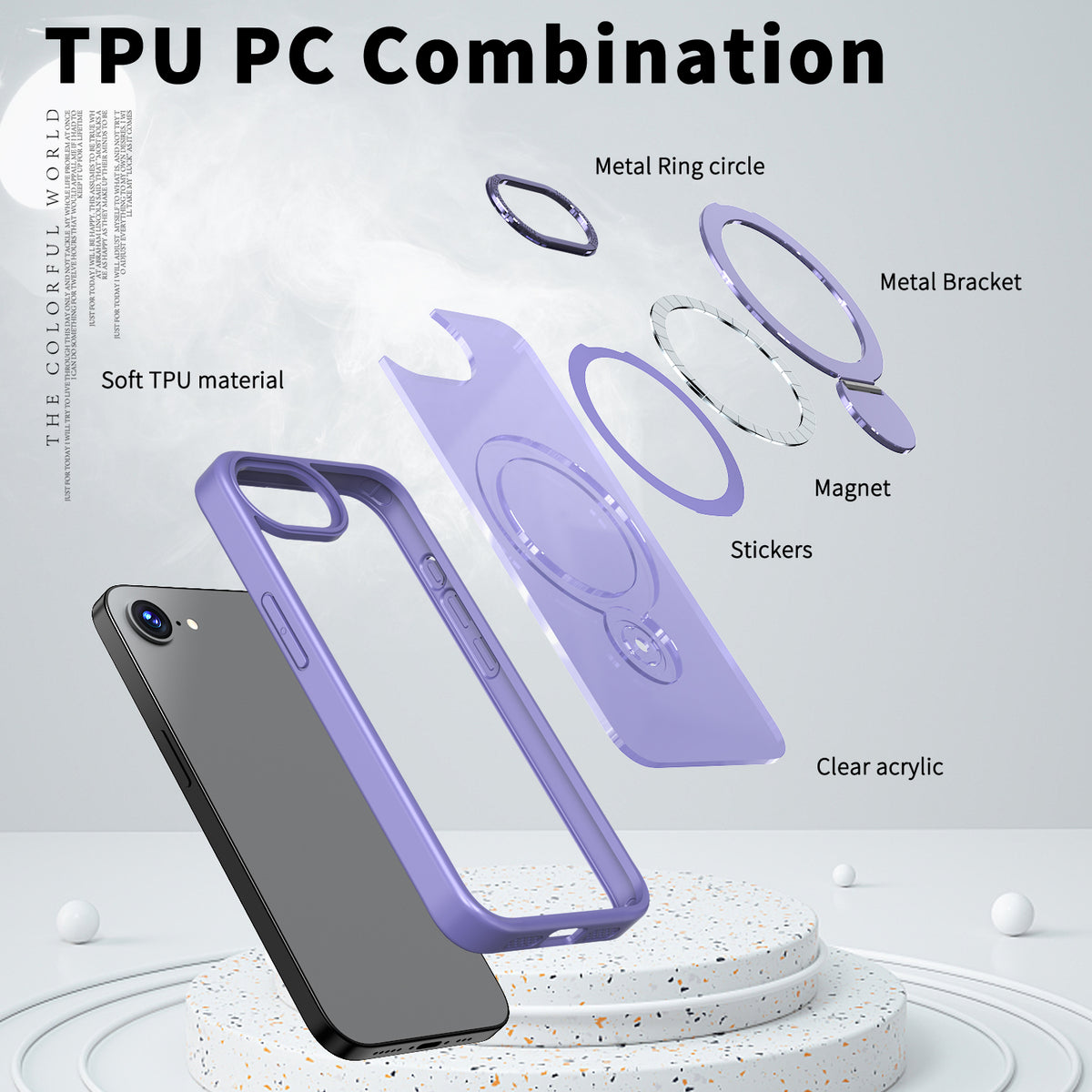 For iPhone 17e / 16e Case Rotating Kickstand Skin-touch TPU + PC Phone Cover Compatible with MagSafe