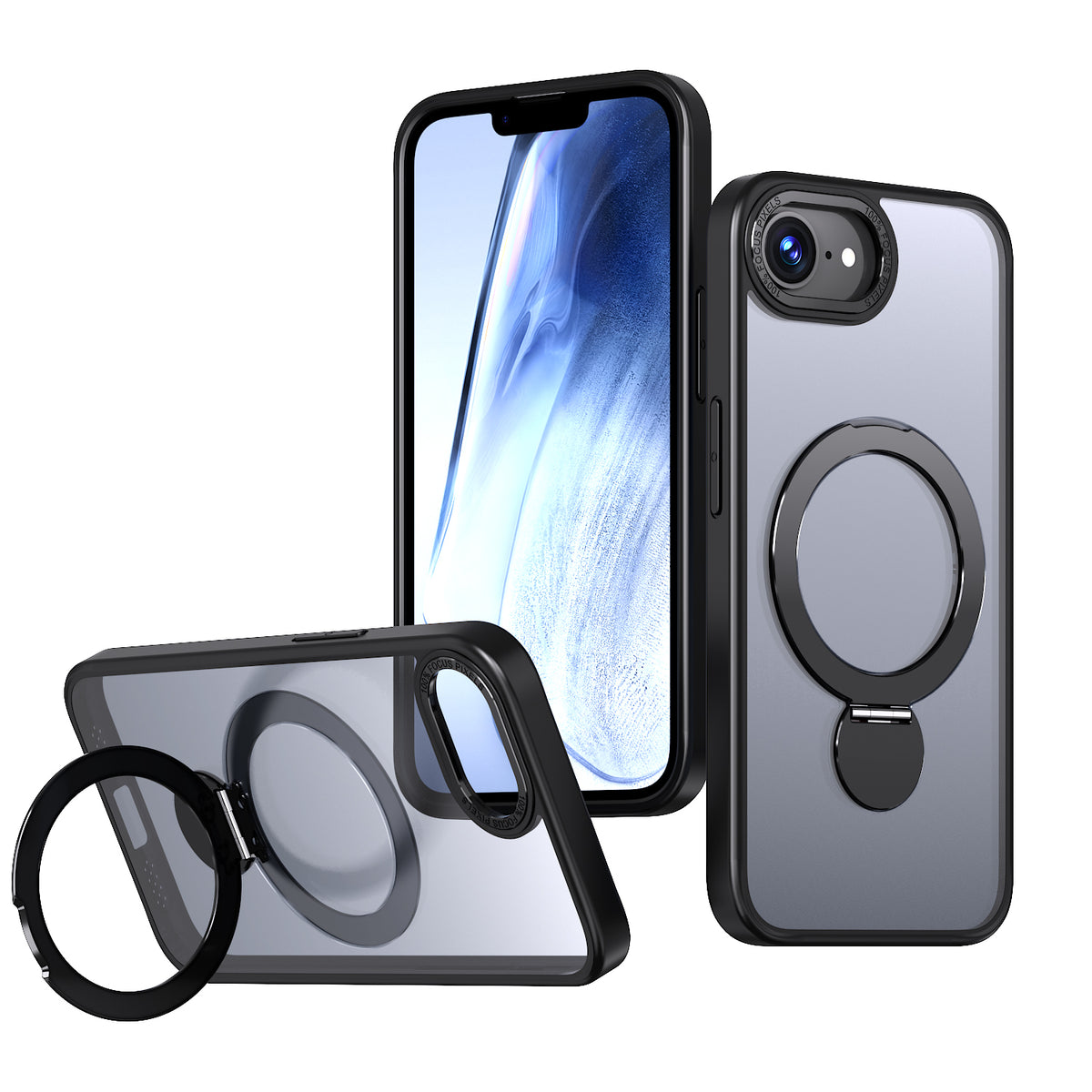 For iPhone 17e / 16e Case Rotating Kickstand Skin-touch TPU + PC Phone Cover Compatible with MagSafe