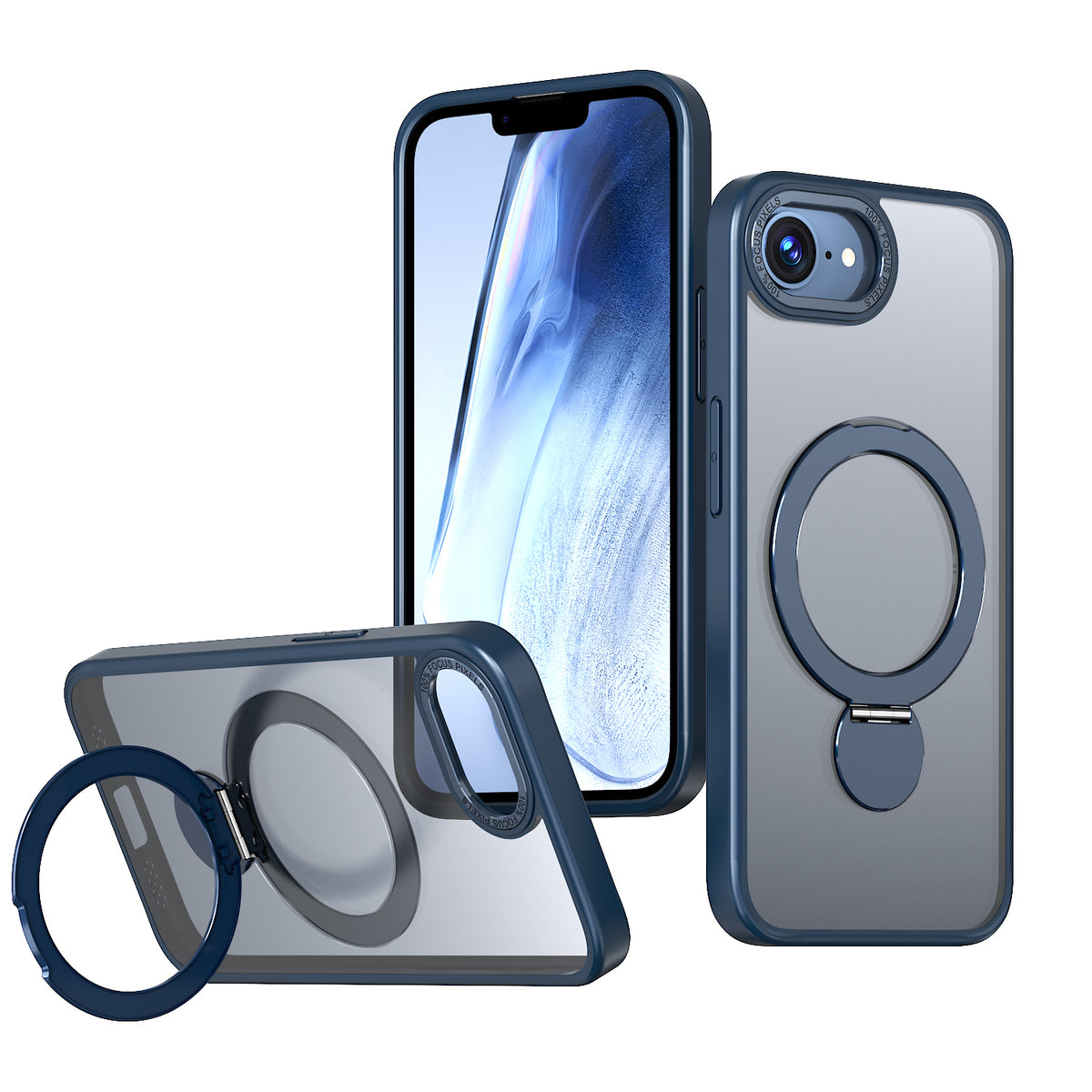For iPhone 17e / 16e Case Rotating Kickstand Skin-touch TPU + PC Phone Cover Compatible with MagSafe