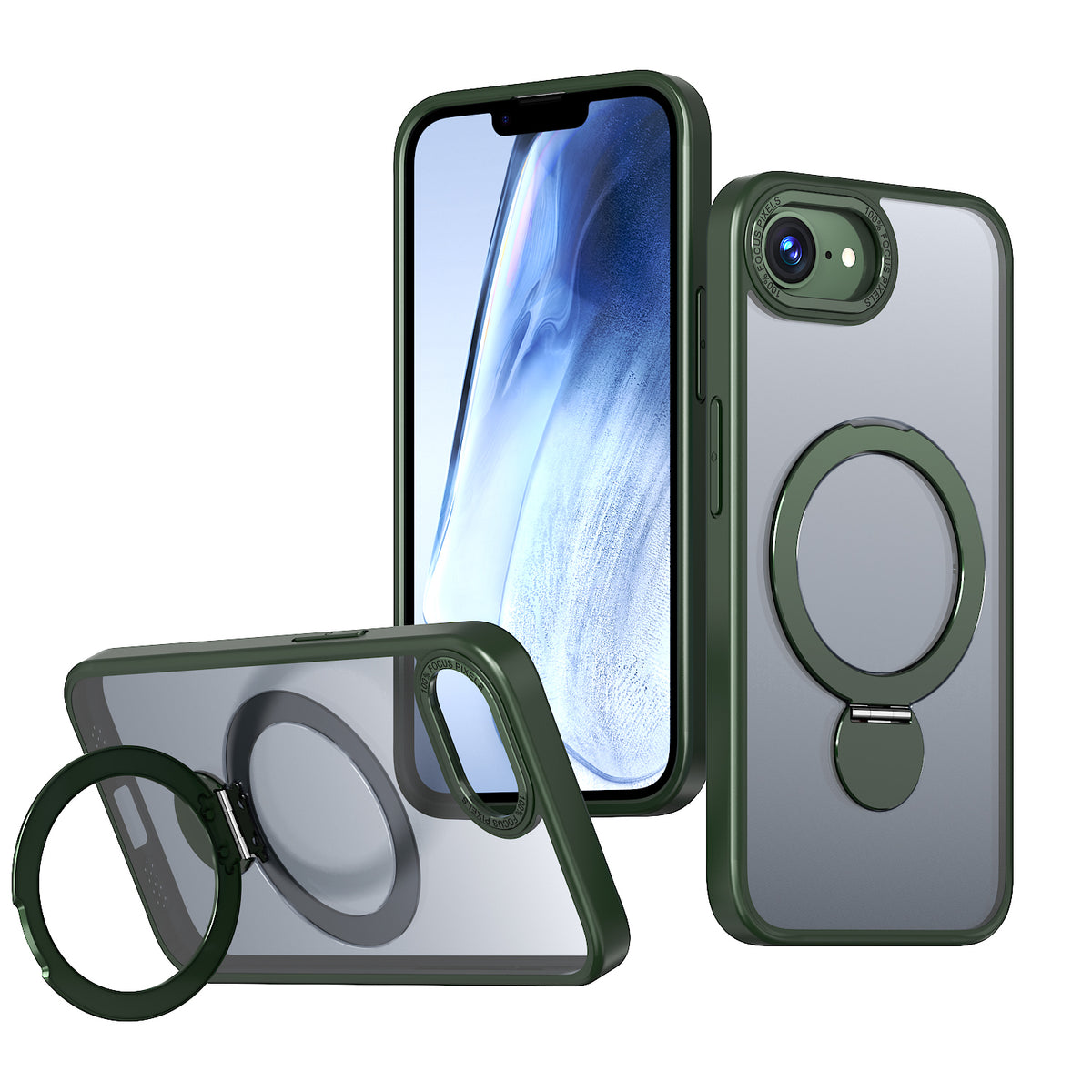 For iPhone 17e / 16e Case Rotating Kickstand Skin-touch TPU + PC Phone Cover Compatible with MagSafe