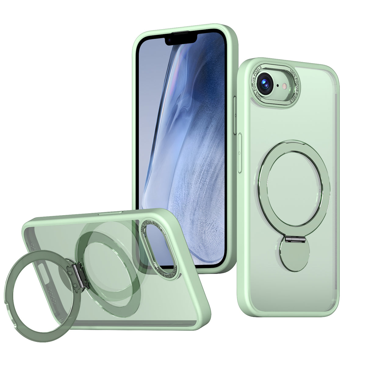 For iPhone 17e / 16e Case Rotating Kickstand Skin-touch TPU + PC Phone Cover Compatible with MagSafe