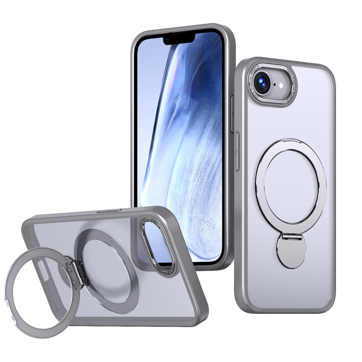 For iPhone 17e / 16e Case Rotating Kickstand Skin-touch TPU + PC Phone Cover Compatible with MagSafe