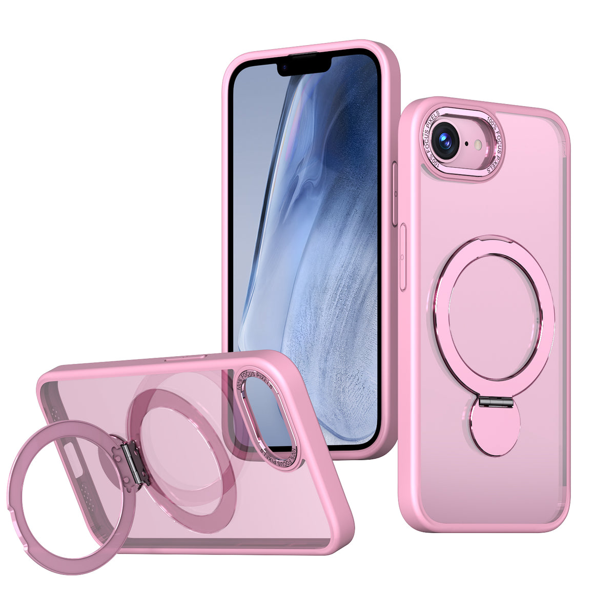 For iPhone 17e / 16e Case Rotating Kickstand Skin-touch TPU + PC Phone Cover Compatible with MagSafe