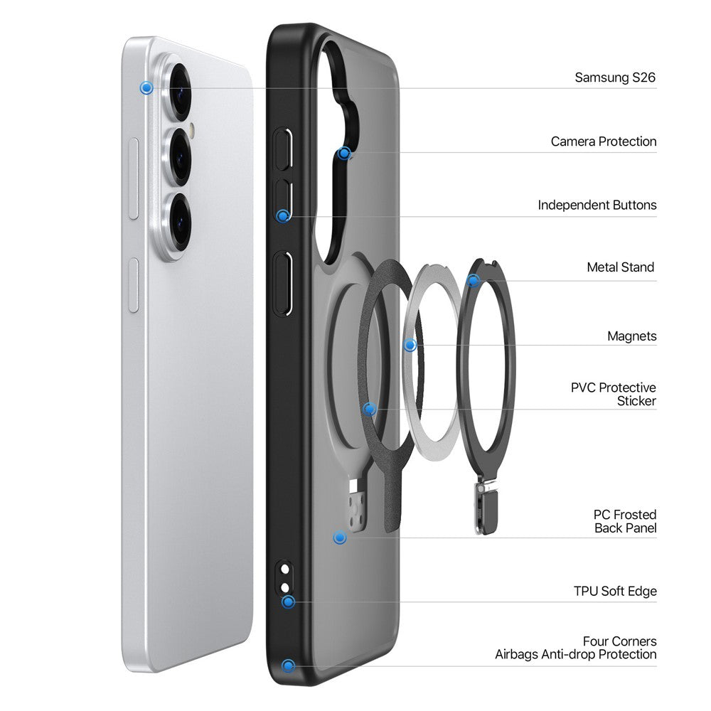 DUX DUCIS Yind Series For Samsung Galaxy S26 Magnetic Case PC TPU Matte Kickstand Phone Cover