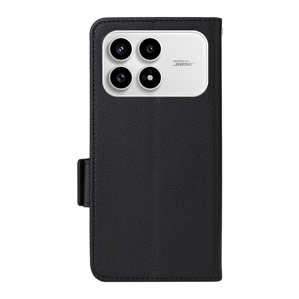 Xiaomi Poco F8 Pro 5G / Redmi K90 5G Skal Litchi Texture Plånboksläder mobilskal med Handledsrem