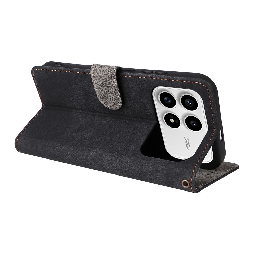 For Xiaomi Poco F8 Pro 5G  /  Redmi K90 5G Case Wallet RFID Blocking PU Leather Phone Cover Stand with Strap - Black