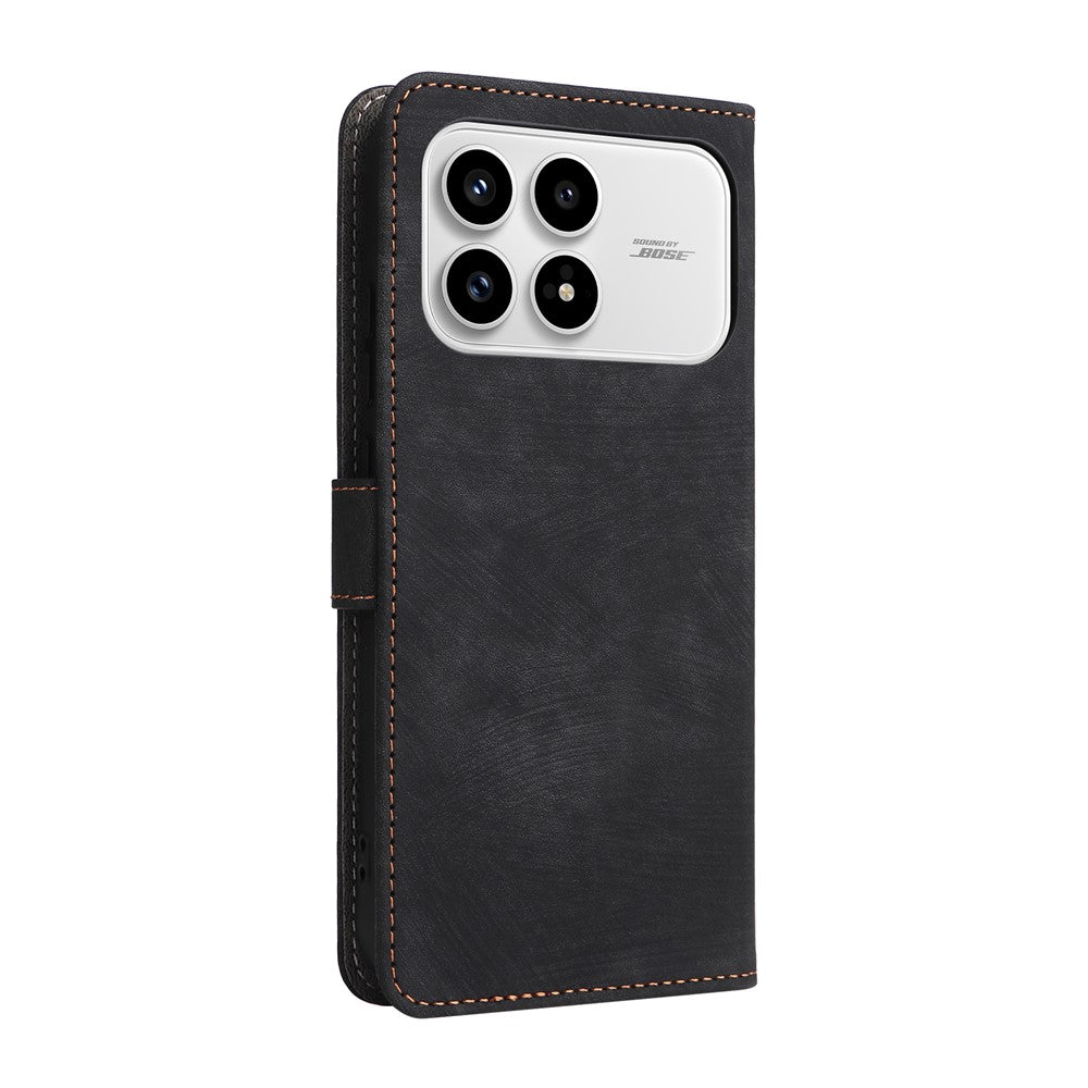 For Xiaomi Poco F8 Pro 5G  /  Redmi K90 5G Case Wallet RFID Blocking PU Leather Phone Cover Stand with Strap - Black