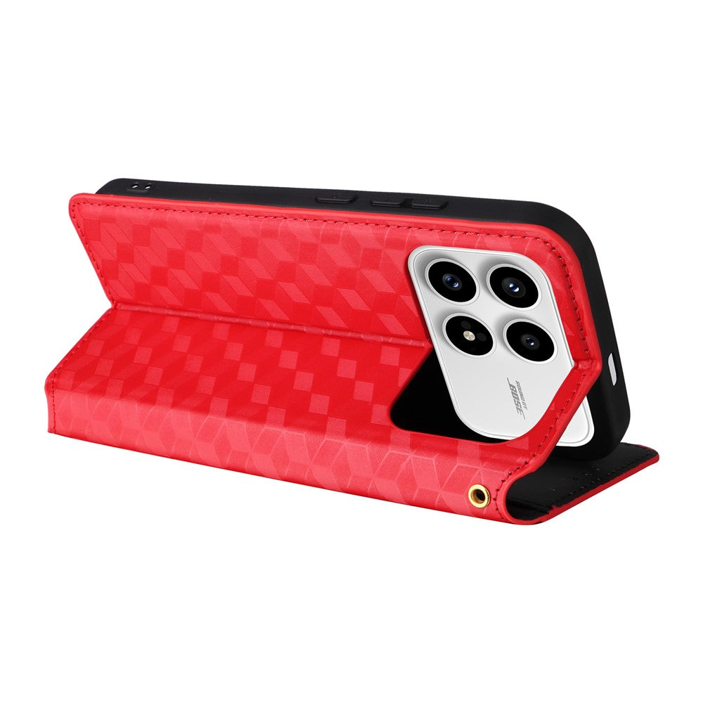 For Xiaomi Poco F8 Pro 5G  /  Redmi K90 5G Case Wallet Rhombus Imprinted PU Leather Phone Cover