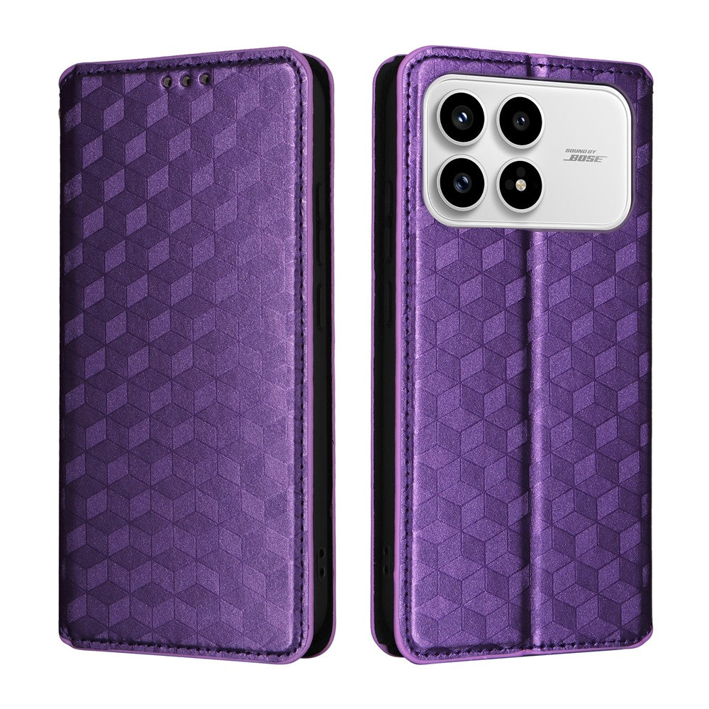 For Xiaomi Poco F8 Pro 5G  /  Redmi K90 5G Case Wallet Rhombus Imprinted PU Leather Phone Cover