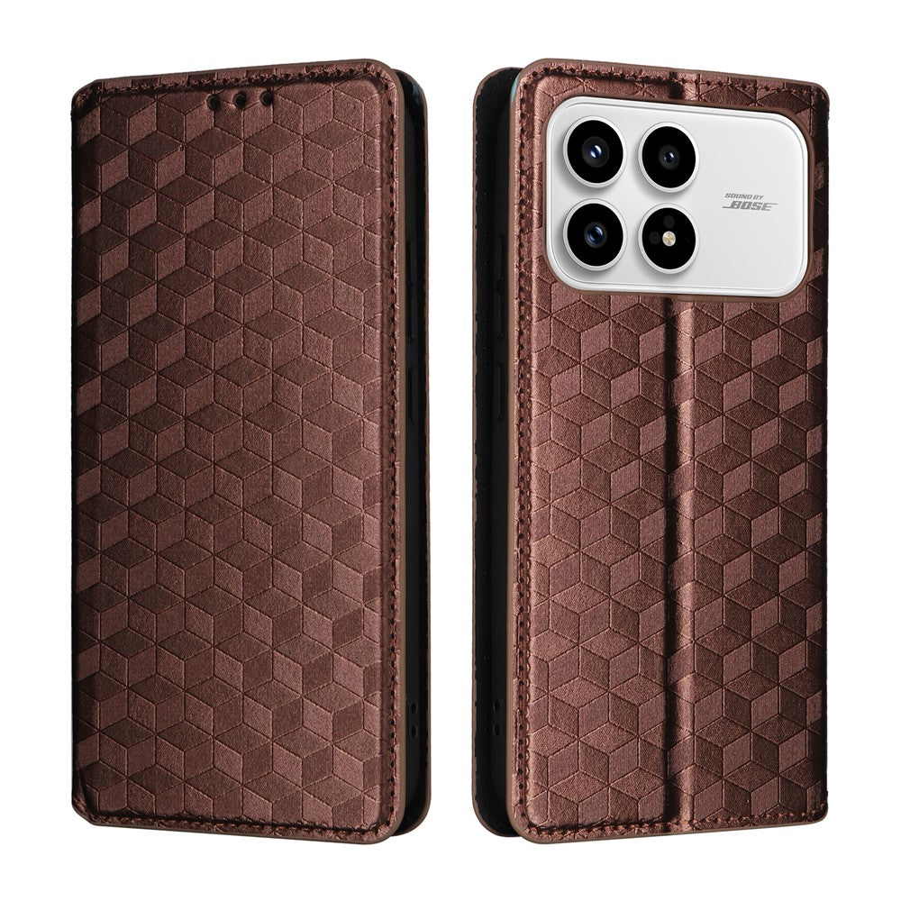 For Xiaomi Poco F8 Pro 5G  /  Redmi K90 5G Case Wallet Rhombus Imprinted PU Leather Phone Cover