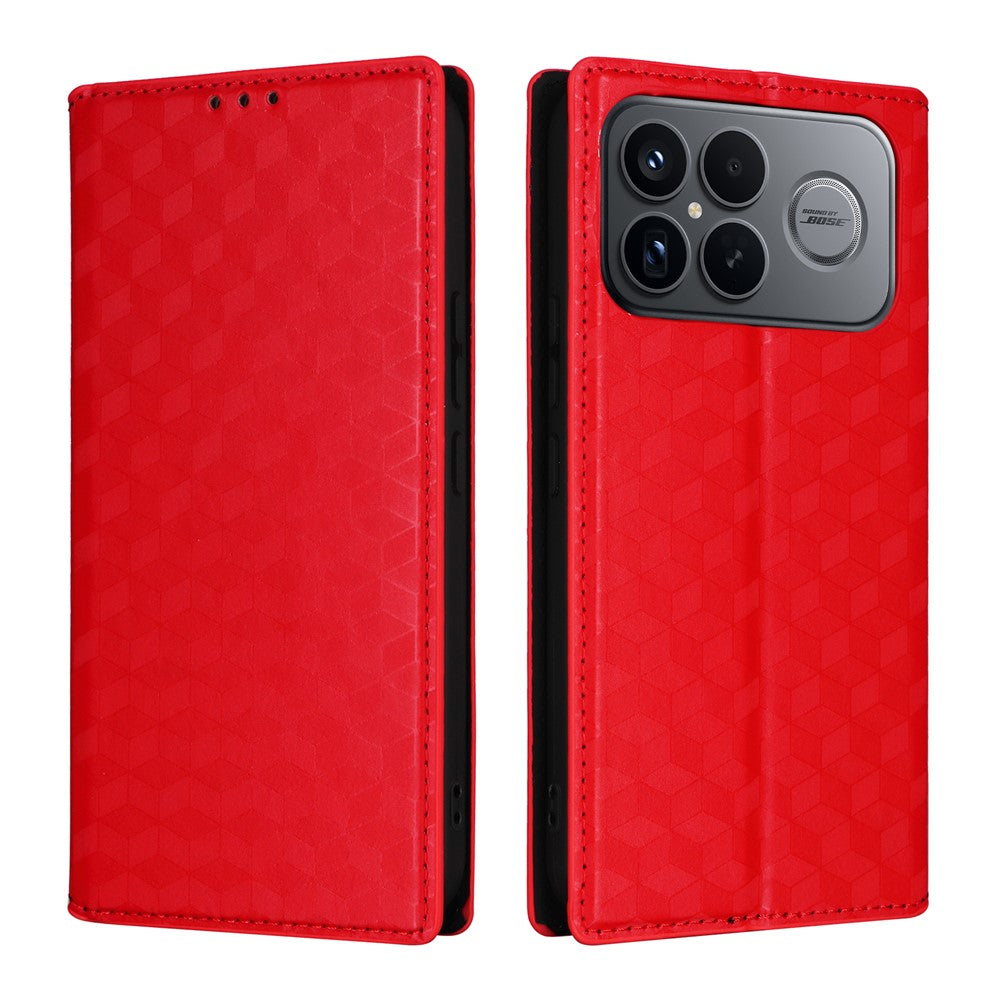 For Xiaomi Poco F8 Ultra  /  Redmi K90 Pro Max 5G Case Wallet Rhombus Imprinted PU Leather Phone Cover