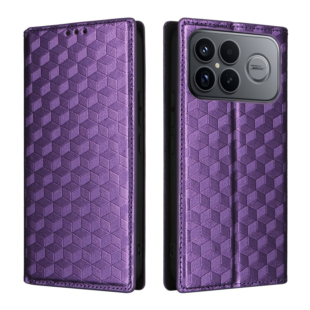 For Xiaomi Poco F8 Ultra  /  Redmi K90 Pro Max 5G Case Wallet Rhombus Imprinted PU Leather Phone Cover