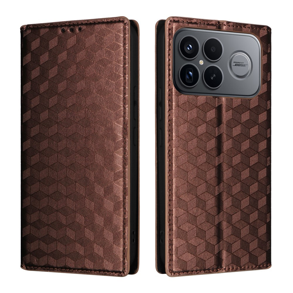 For Xiaomi Poco F8 Ultra  /  Redmi K90 Pro Max 5G Case Wallet Rhombus Imprinted PU Leather Phone Cover