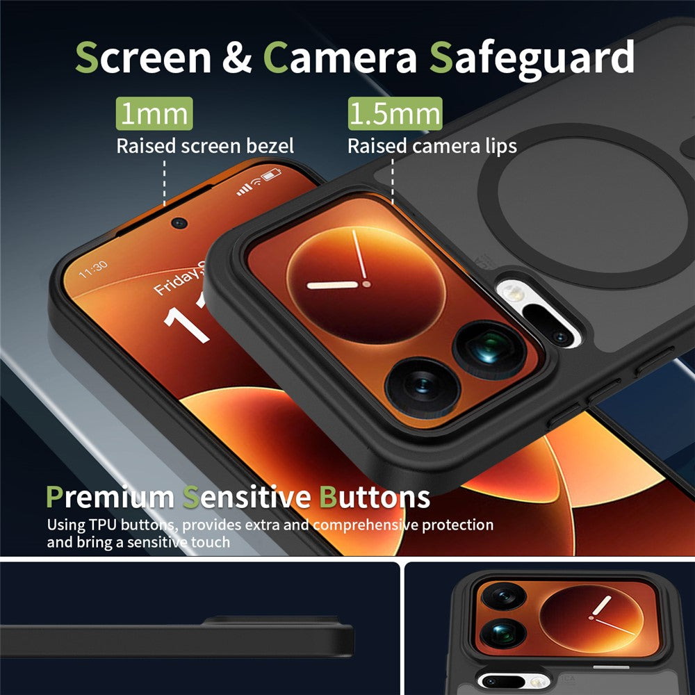 For Xiaomi 17 Pro Max Magnetic Case TPU Frame Acrylic Back Phone Cover Skin Touch